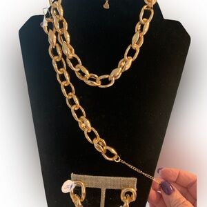 Elegant Gold Chain Necklace & Brazelet, 18k gold filled